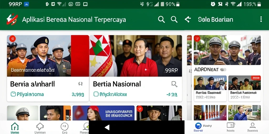 Tampilan antarmuka aplikasi 99RP untuk berita nasional.