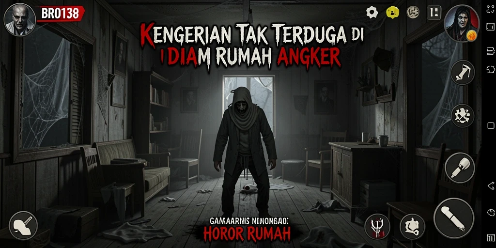 Tampilan antarmuka Horor Rumah yang mencekam dan menegangkan.