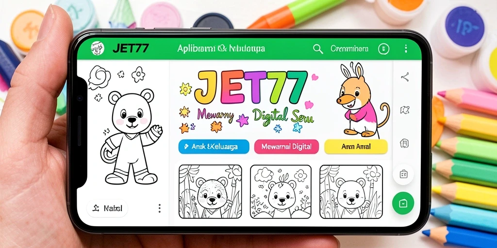 Tampilan antarmuka JET77 yang menarik dengan berbagai pilihan gambar mewarnai.