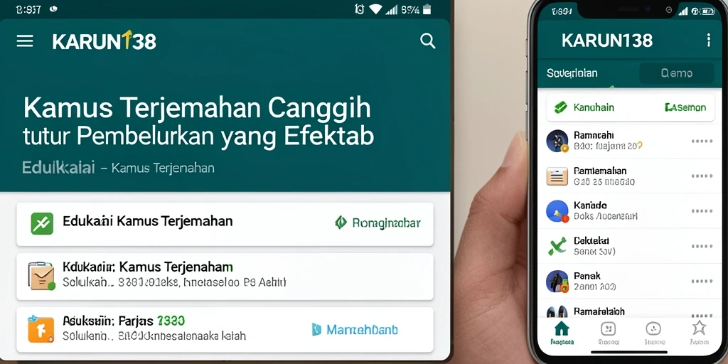 Tampilan antarmuka user-friendly dari aplikasi Kamus Terjemahan.