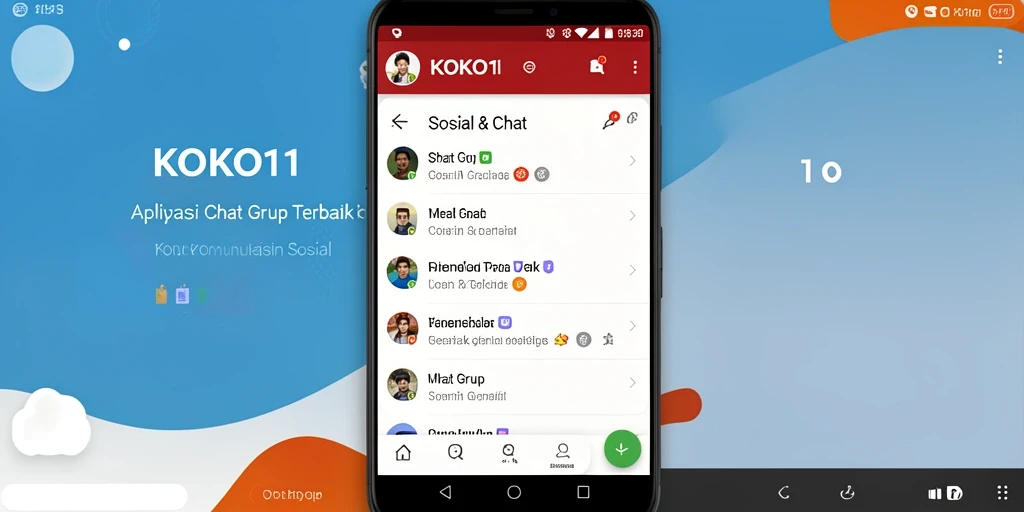 Antarmuka KOKO11 dengan fungsionalitas Chat Grup yang menarik.