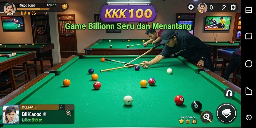 Antarmuka permainan Billiard KPK100 yang menarik dan interaktif.