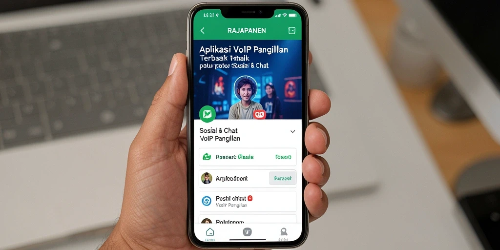 Antarmuka aplikasi RAJAPANEN yang intuitif untuk panggilan VoIP.